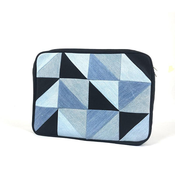 Upcycled Denim Laptop Sleeve - Rectangular Patchwork