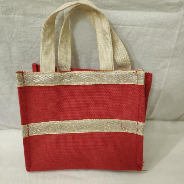 Jute Designer Gift Bag - Red from Agiripalli, Andhra Pradesh