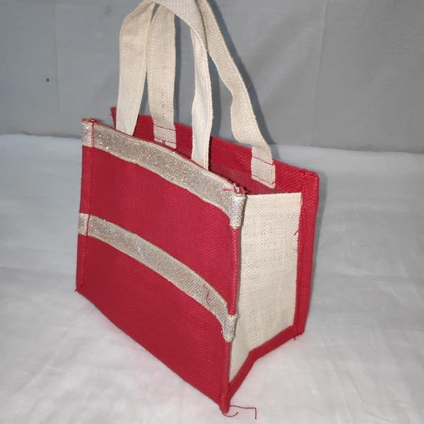 Jute Designer Gift Bag - Red from Agiripalli, Andhra Pradesh