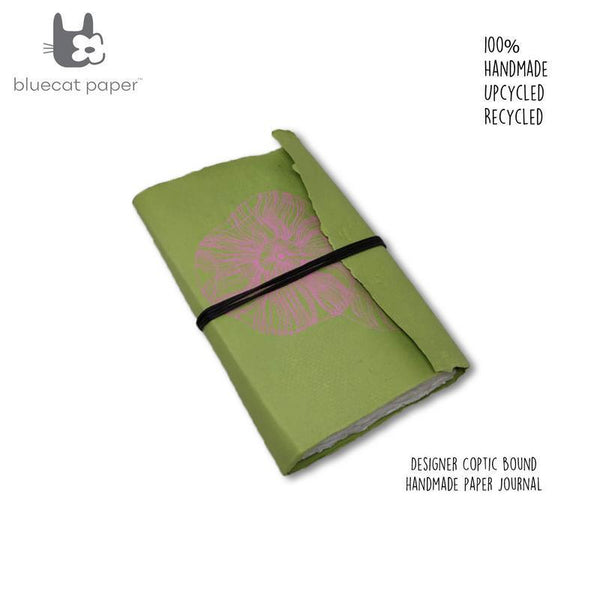 Designer Coptic-Bound Handmade Paper Journal - Green