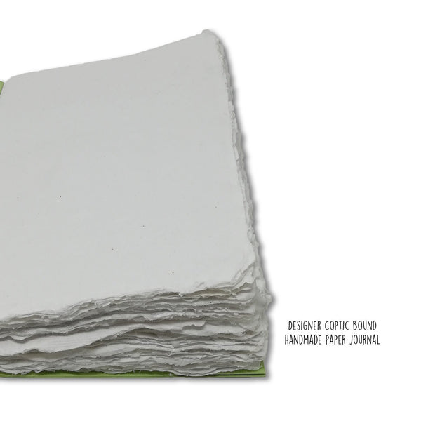 Designer Coptic-Bound Handmade Paper Journal - Green