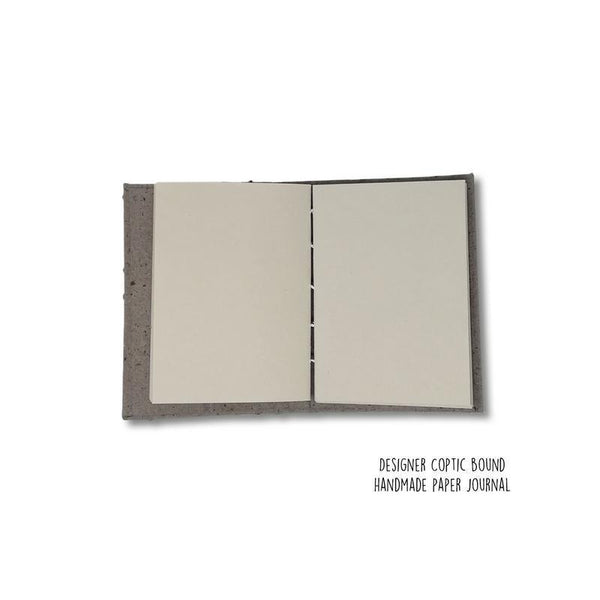 Designer Coptic-Bound Hardboard Recycled Paper Notebook - Coffee Brown with Sky Blue Zigzag Print (160 pages)
