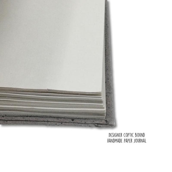 Designer Coptic-Bound Hardboard Recycled Paper Notebook - Coffee Brown with Sky Blue Zigzag Print (160 pages)