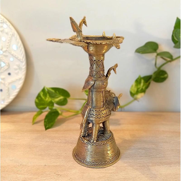 Handcrafted Dhokra Elephant Oil Lamp