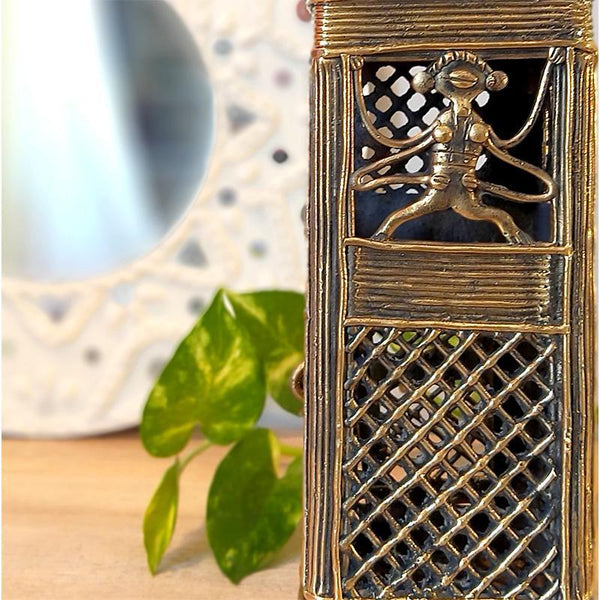 Handcrafted Dhokra Square Lantern (Tribal Dance)