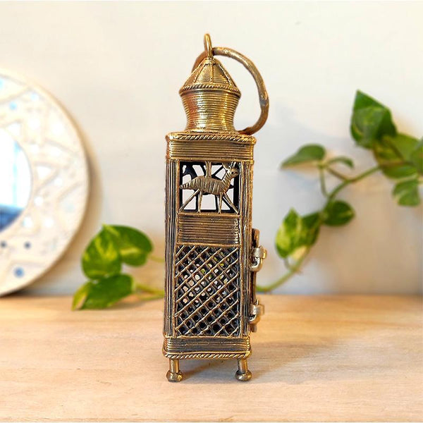 Handcrafted Dhokra Square Lantern (Tribal Dance)