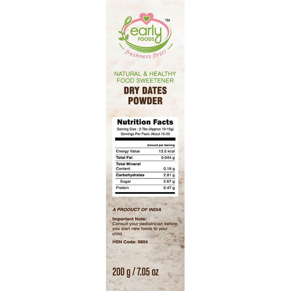 Dry Dates Powder - Natural Sweetener for Little Ones & Kids, 200g