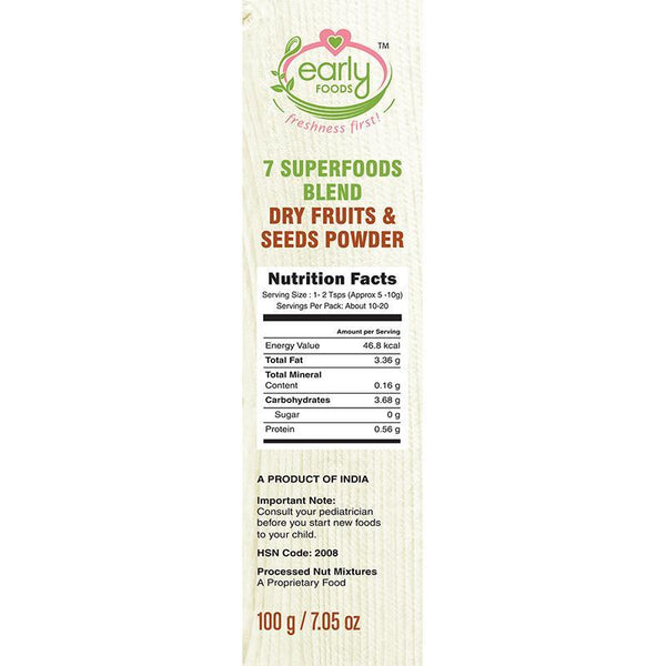 Dry Fruit & Seeds Powder for Kids - Blend of 7 Indian Super Foods, 100g