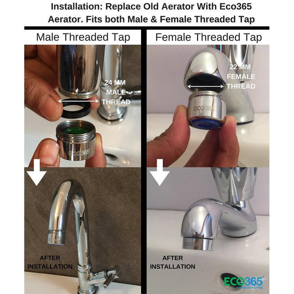 Dual-Threaded Water Saving Shower Flow Aerator For Taps - Pack of 2
