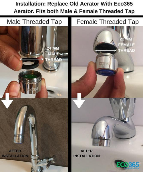 Dual-Threaded Water Saving Aerator For Taps (6 Litres Per Minute Foam Flow) - Pack of 2