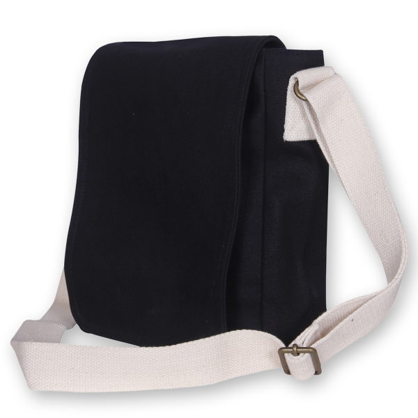 Reusable Eco-friendly Canvas Cross Body Bag - Navy