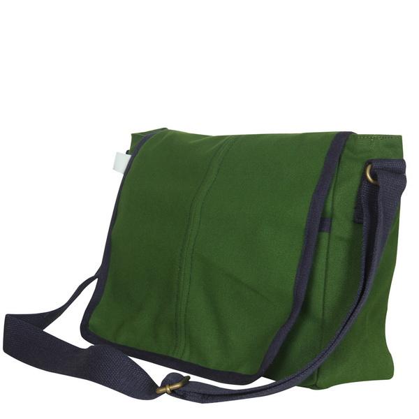 Reusable Eco-Friendly Canvas Messenger Bag - Dark Green