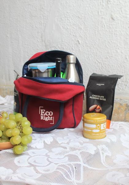 Reusable Eco-friendly Canvas Lunch Tote Bag - Maroon