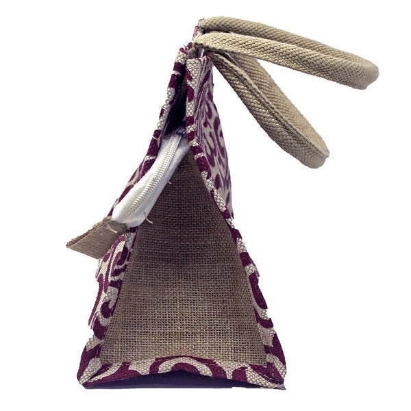 Jute Designer Gift Bag - Flower Print from Agiripalli, Andhra Pradesh