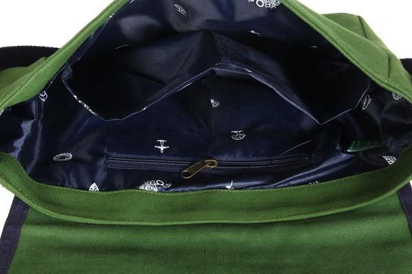 Reusable Eco-Friendly Canvas Messenger Bag - Dark Green