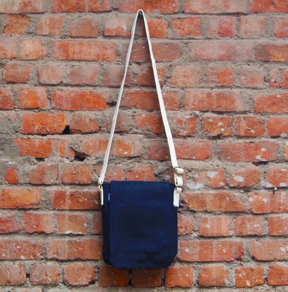 Reusable Eco-friendly Canvas Cross Body Bag - Navy