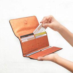 Ela Trifold Cork Fabric Women's Wallet - Sunset