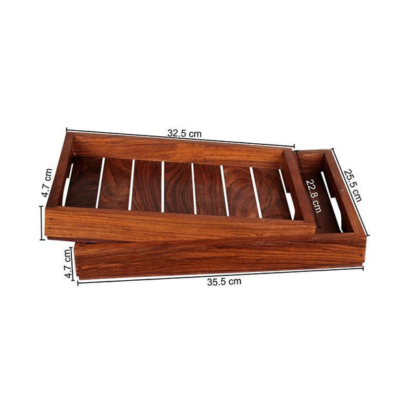 Wooden Serving Trays Created by Traditional Artisans - Set of 2