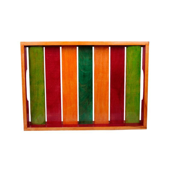 Hand-Carved Wooden Serving Trays - Set Of 2 (Multi-Coloured) created by Traditional Artisans