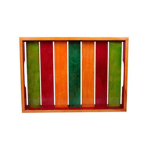 Multicoloured Handcrafted Wooden Serving Tray Crafted by Traditional Artisans