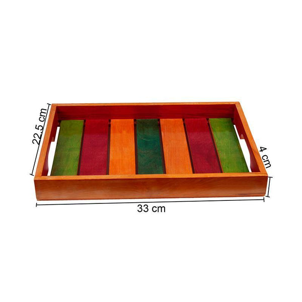 Multicoloured Handcrafted Wooden Serving Tray Crafted by Traditional Artisans