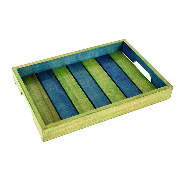 Wooden Serving Tray Created by Traditional Artisans - Multi-Coloured