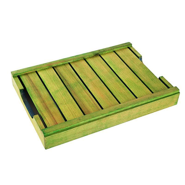 Wooden Serving Tray Created by Traditional Artisans - Multi-Coloured