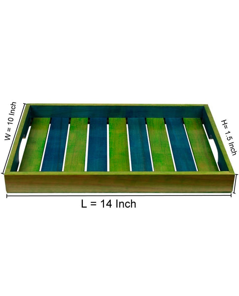 Wooden Serving Tray Created by Traditional Artisans - Multi-Coloured