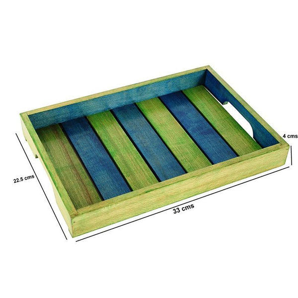 Wooden Serving Tray Created by Traditional Artisans - Multi-Coloured