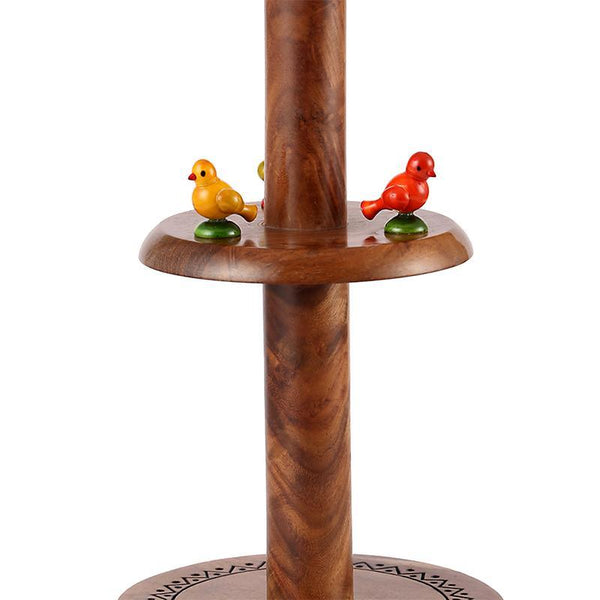 Hand-Carved Table Lamp In Sheesham Wood  (Parrot Engraved) created by Traditional Artisans