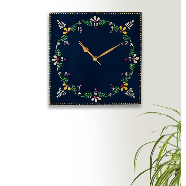 Hand Painted Wooden Wall Clock Crafted by Traditional Artisans