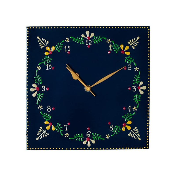 Hand Painted Wooden Wall Clock Crafted by Traditional Artisans