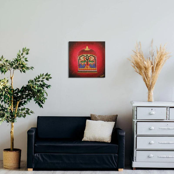 Hand Painted Empress Reflections Madhubani Folk Art Inspired Painting