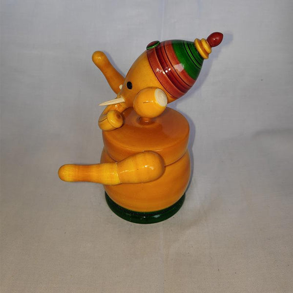 Wooden Ganesh Idols Carved by Etikoppaka Artisans - Set of 3 (Red, Yellow, and Green)