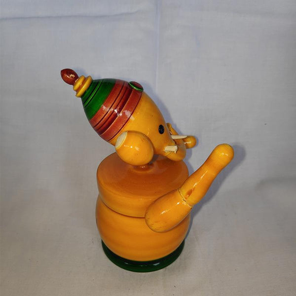 Wooden Ganesh Idols Carved by Etikoppaka Artisans - Set of 3 (Red, Yellow, and Green)