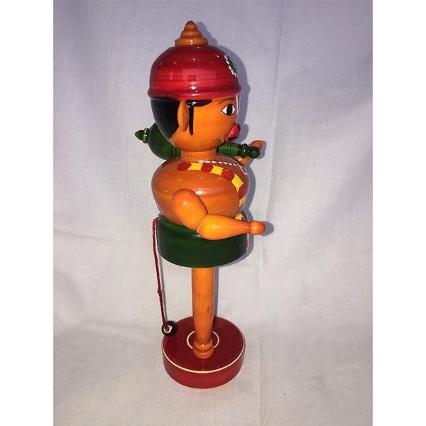 Wooden Hanuman Idol with Red Cap Crafted by Etikoppaka Artisans