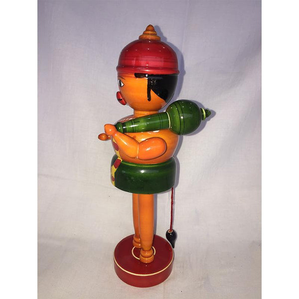 Wooden Hanuman Idol with Red Cap Crafted by Etikoppaka Artisans