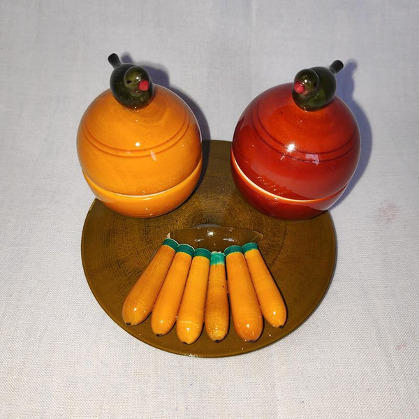 Wooden Kumkumabarini Created by Crafted by Etikoppaka Artisans