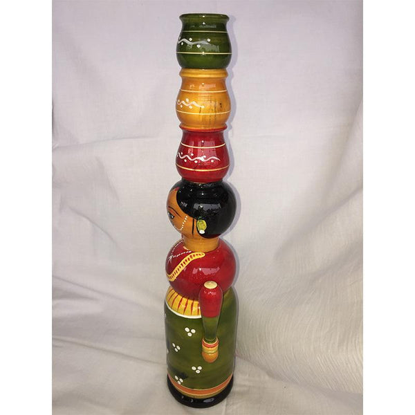 Wooden Lady Doll with Pots Crafted by Etikoppaka Artisans