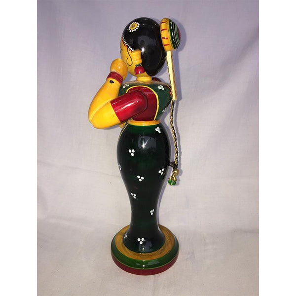 Wooden Lady Doll with Water Pot Carved by Etikoppaka Artisans