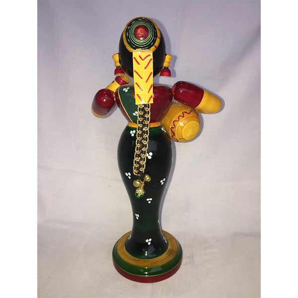 Wooden Lady Doll with Water Pot Carved by Etikoppaka Artisans