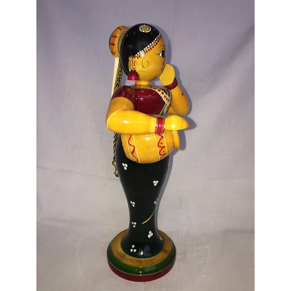 Wooden Lady Doll with Water Pot Carved by Etikoppaka Artisans