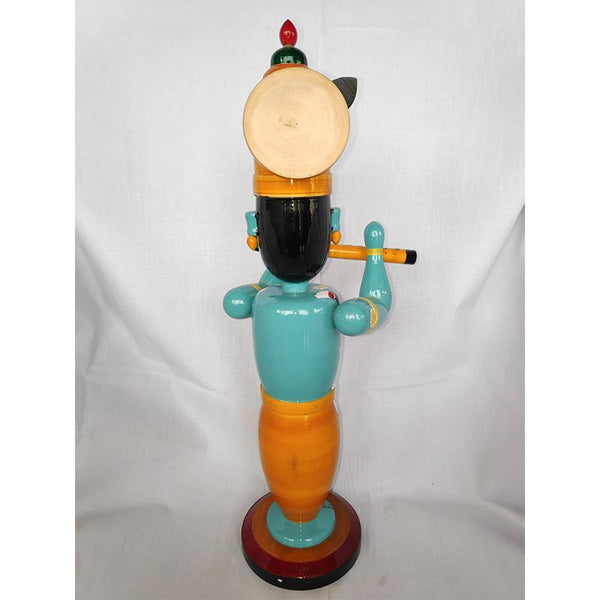 Wooden Lord Krishna Standing Idol Crafted by Etikoppaka Artisans