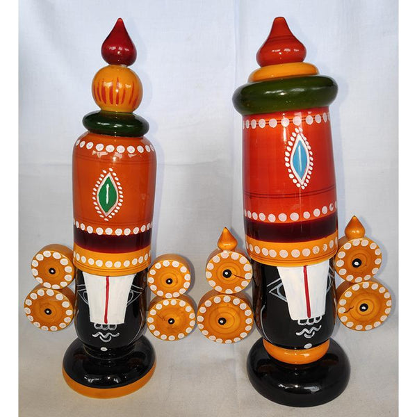 Wooden Lord Venkatesh Idols Crafted by Etikoppaka Artisans - Set of 2