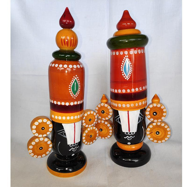 Wooden Lord Venkatesh Idols Crafted by Etikoppaka Artisans - Set of 2