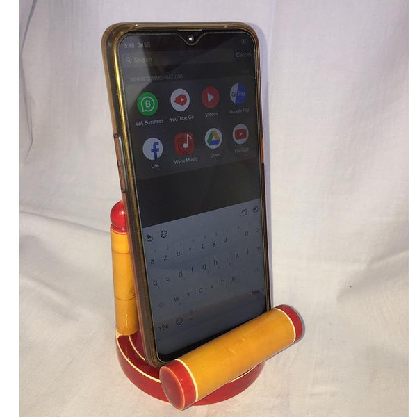 Wooden Mobile Holder Set Crafted by Etikoppaka Artisans - Set of 2