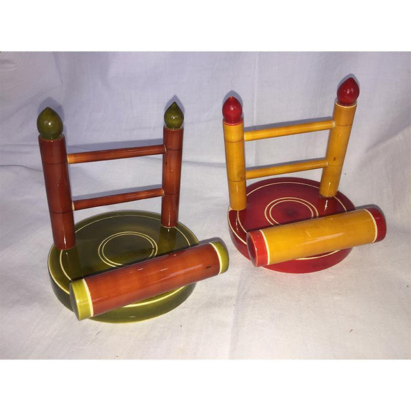 Wooden Mobile Holder Set Crafted by Etikoppaka Artisans - Set of 2