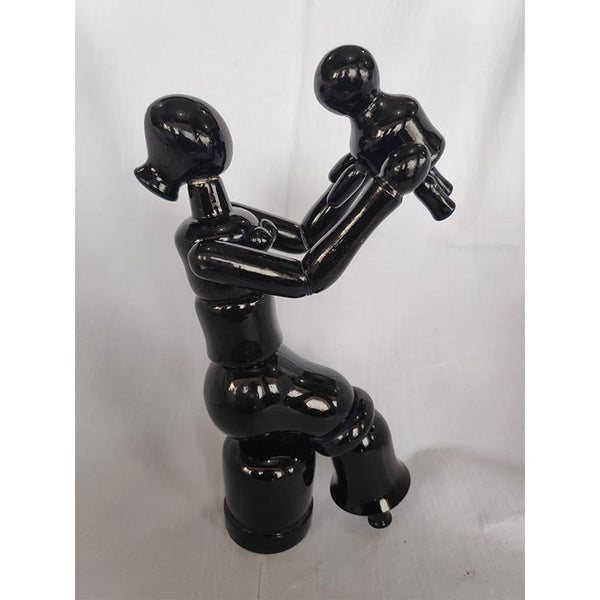 Wooden Mother and Child Sitting Figurine Crafted by Etikoppaka Artisans