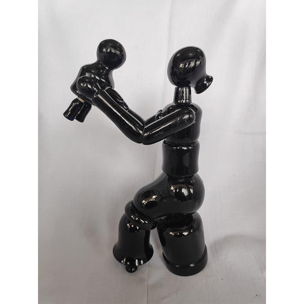 Wooden Mother and Child Sitting Figurine Crafted by Etikoppaka Artisans