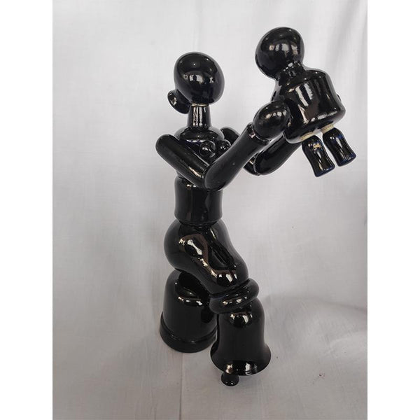 Wooden Mother and Child Sitting Figurine Crafted by Etikoppaka Artisans